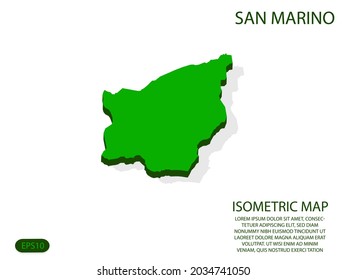 Green isometric map of San Marino elements white background for concept map easy to edit and customize. eps 10