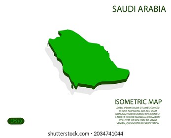 Mapa isométrico verde de los elementos de Arabia Saudita fondo blanco para el mapa de concepto fácil de editar y personalizar. Pasos 10