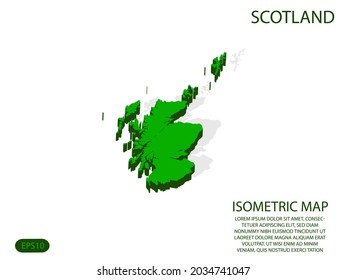 Green isometric map of Scotland elements white background for concept map easy to edit and customize. eps 10