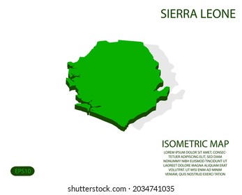 Green isometric map of Sierra Leone elements white background for concept map easy to edit and customize. eps 10