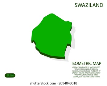 Mapa isométrico verde de Suazilandia elementos fondo blanco para mapa de conceptos fácil de editar y personalizar. Pasos 10