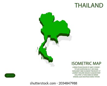 Green isometric map of Thailand elements white background for concept map easy to edit and customize. eps 10