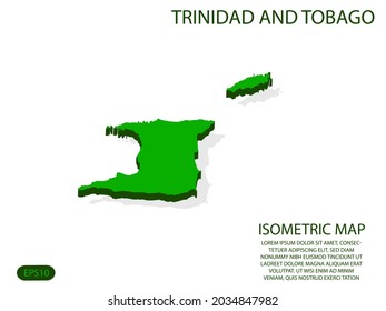 Green isometric map of Trinidad and Tobago elements white background for concept map easy to edit and customize. eps 10