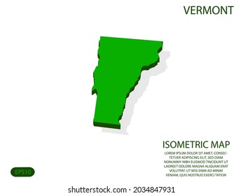 Mapa isométrico verde de los elementos Vermont fondo blanco para el mapa de concepto fácil de editar y personalizar. Pasos 10
