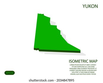 Green isometric map of Yukon elements white background for concept map easy to edit and customize. eps 10