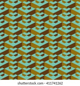 Green Isometric Seamless Geometric pattern