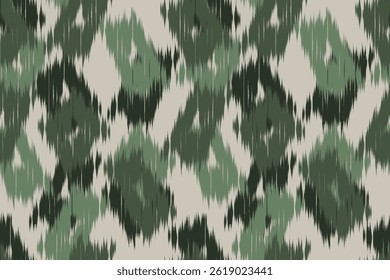 Green ivory ikat camouflage blur, ornament endless colorful stripe blurred pattern fashion textile beautiful ethnicity ogee print abstract dynamic ethnic fabric grunge hand draw cloth organic forest