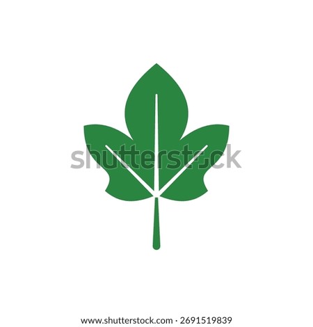 Green ivy leaf flat vector icon on white background