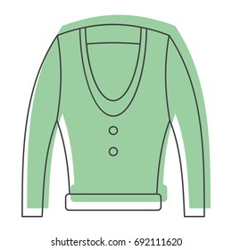 Green jacket in doodle style icons vector illustration for design and web isolated on white background. Green jacket object for labels and logo
