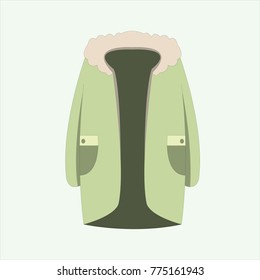 Green jacket with fur