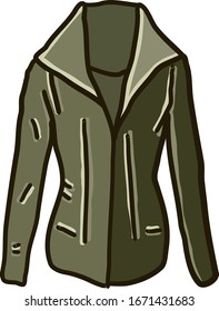 Green jacket, illustration, vector on white background.