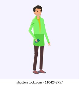 Green jacket man