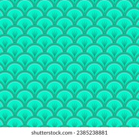 Green jade shell shape in a seamless repeat pattern - Vector Illustration