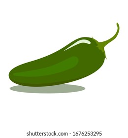 Green Jalapeno Flat Vector Illustration