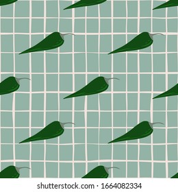 Green jalapeno seamless pattern. Chile peppers wallpaper. Simple design for fabric, textile print, wrapping paper, kitchen textiles. Vector illustration