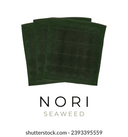 Green Japanese dried nori sheet vector illustration logo