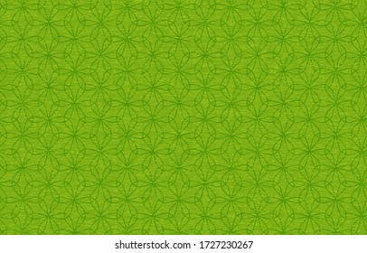 Green Japanese paper and Japanese pattern: Hemp leaves with different rings
