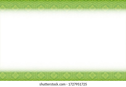 Green Japanese pattern frame: diamond-shaped flowers and tortoise shell