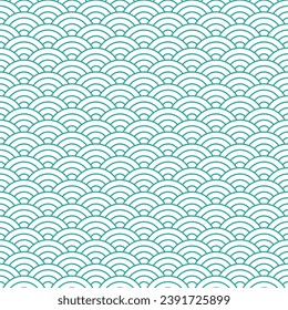 Green Japanese wave pattern background. Japanese seamless pattern vector. Waves background illustration. for clothing, wrapping paper, backdrop, background, gift card.