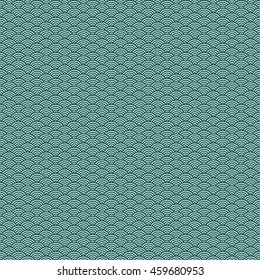 La ola verde japonesa es un fondo de patrón transparente. Decoración tradicional oriental de tela o papel para la impresión de embalajes o embalajes. Diseño de concepto marino japonés. Vector de material de ilustración vectorial.