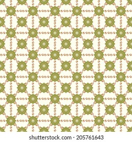 Green Jasmine flower and swirl or spiral seamless pattern on pastel background. Retro or vintage pattern style for classic or sweet design