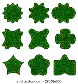 Green jeans labels of different shapes for any design workflow