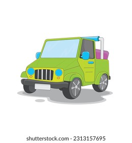 Green jeep car vector illustration
