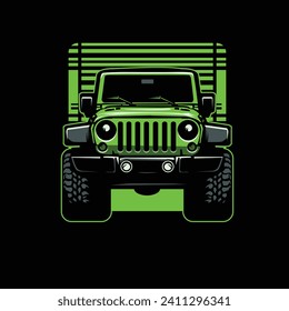 green jeep, an illustration for t shirt