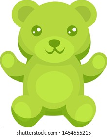Green jelly bear, illustration, vector on white background.