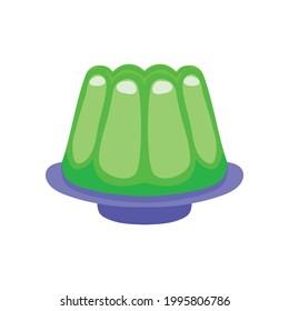 Green Jelly On Plate Illustration flacher Design-Vektorgrafik