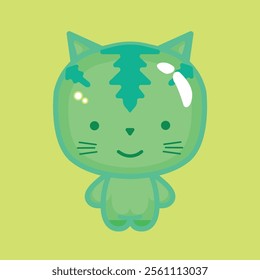 Green Jelly Shaped Cat good for sticker, mascot, or element design