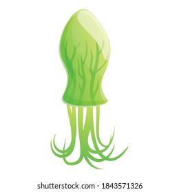 Green jellyfish icon. Cartoon of green jellyfish vector icon for web design isolated on white background