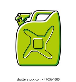 Green jerrycan icon isolated.