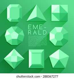Green Jewel Shapes Collection : Vector Illustration
