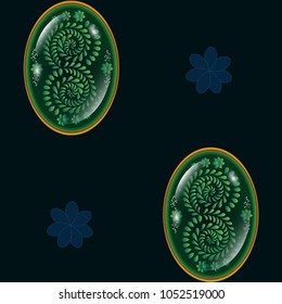 Green jewelry with petals pattern arranged in spiral shape.