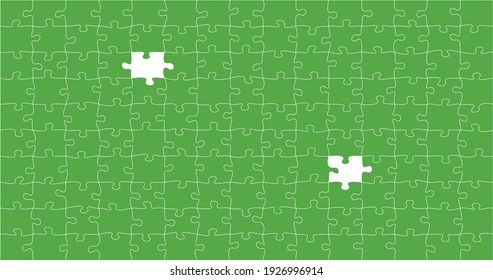 Green Jigsaw puzzle with piece missing. solve the puzzle task, Stock Vector