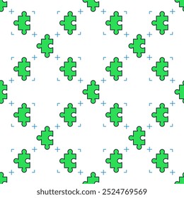 Green Jigsaw Puzzle vector concept colored minimal seamless pattern