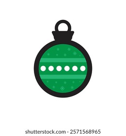 Green Jingle Bell Vector – Festive Christmas Decoration Illustration for Holiday Designs and Celebrations