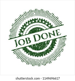 Green Job Done distressed rubber stamp with grunge texture