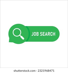 green job search simple button. cartoon minimal hiring logotype graphic color badge design isolated on white. concept of find digital cv or resume on internet jobsite and social media opportunity