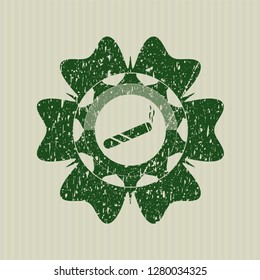 Green joint, cigarette icon inside grunge style stamp