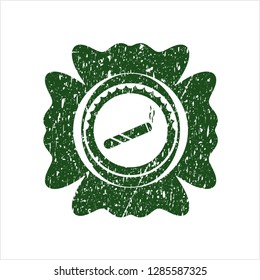 Green joint, cigarette icon inside distress rubber texture