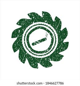 Grünes Gelenk, Zigarettensymbol innerhalb einer bedrückten Grunge-Robbe. 