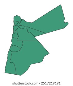 Green Jordan Simple map with states border outline vector