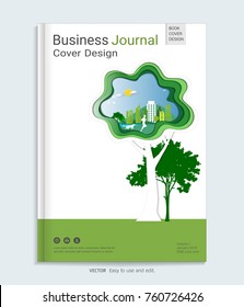 Green journal cover design template, Can be adapt to annual report, brochure, flyer, leaflet, fact sheet, sale kit, catalog, magazine, booklet, portfolio, poster, Vector template in A4 size.
