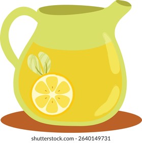 Green jug with lemon juice