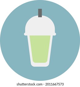 Green Juice In Cup To Go, Illustration, Vector On A White Background.