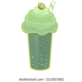 green juice with kiwi on the top in flat design