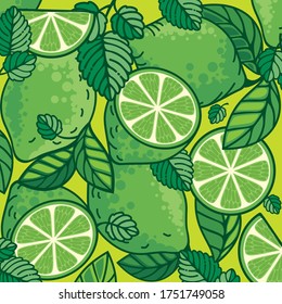 Green juicy lime. Sour and useful citrus.