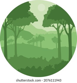 The Green Jungle Background in Circle